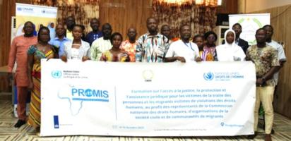 Photo de famille de l'atelier de renforcement de la protection juridique des migrants, Ouagadougou, 2025